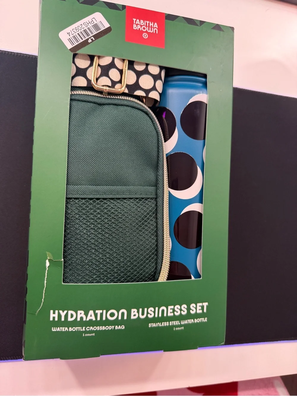 Tabitha Brown Target Hydration Business Set Green Crossbody Bag Water Bottle New